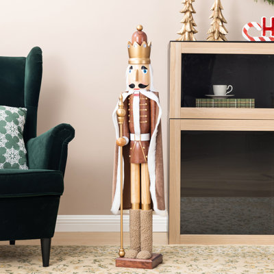 42"H Wooden Christmas Brown King Nutcracker