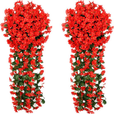 2Pack Artificial Violet Hanging Flowers, Wall Decor In Multicolor, Decorative Indoor Plant,Artificial Imitation Of Outdoor Flowers And Plants