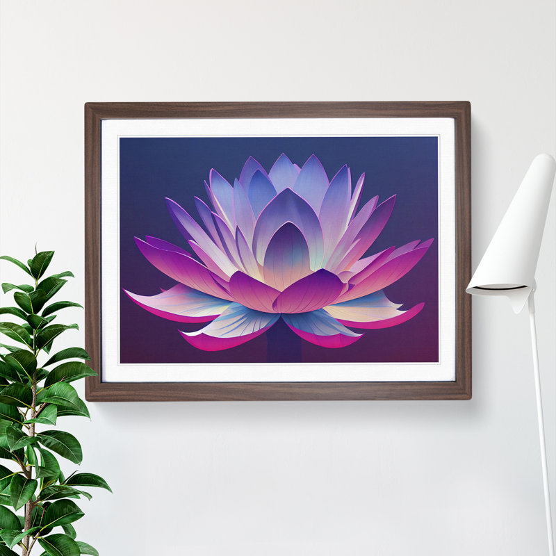 XH1022-7456X Revolutionary Lotus Flower - Single Picture Frame Painting, 34cm H x 46cm W x 2cm D, Walnut 