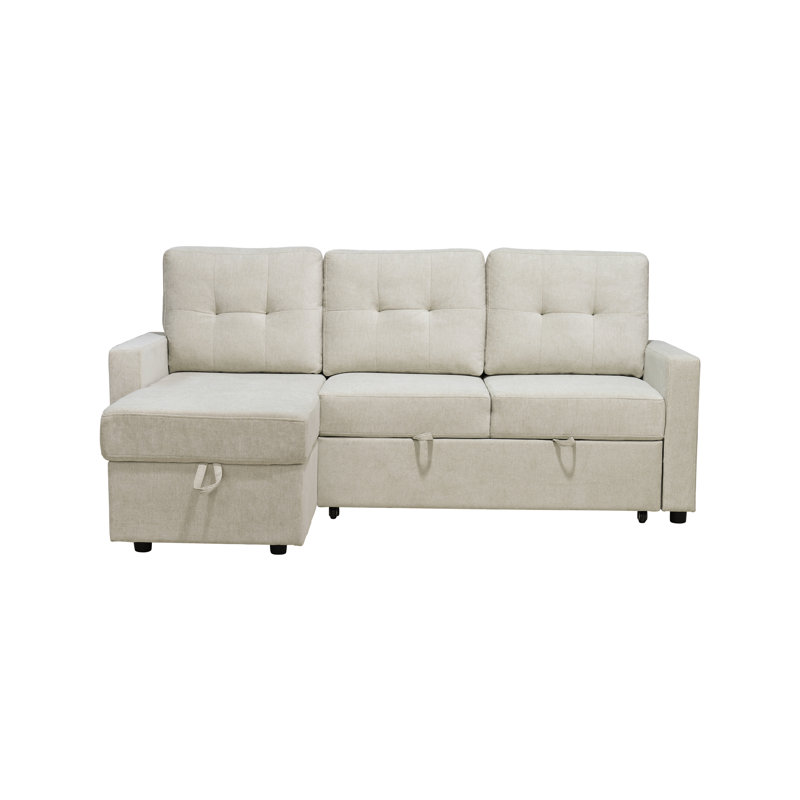Kylie Upholstered L-Shaped Sectional Left Hand Facing, Cream Polyester