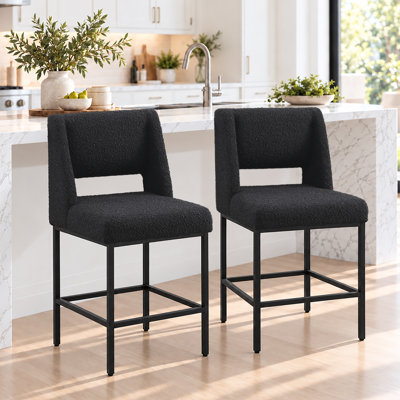 Jenie Modern Upholstered 26.4'' Boucle Counter Stool with Metal Frame