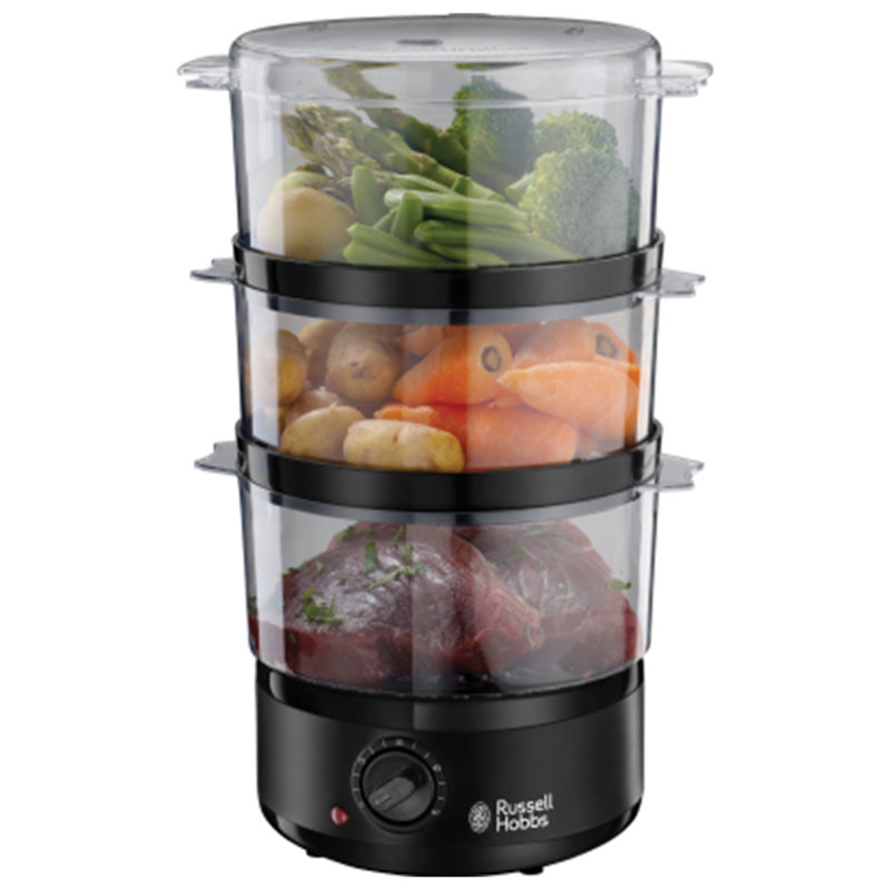 Russell Hobbs Compact 3 Tier Steamer 7L Matte Black