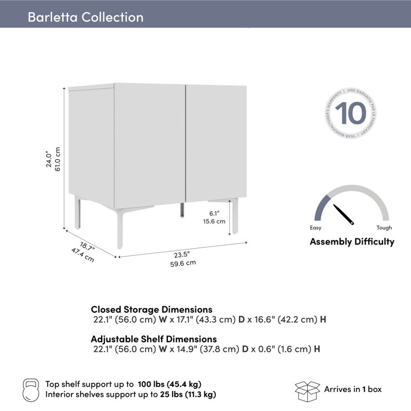 Armoire de rangement modulaire 24W avec portes, Blanc ultrabrillant / blanc