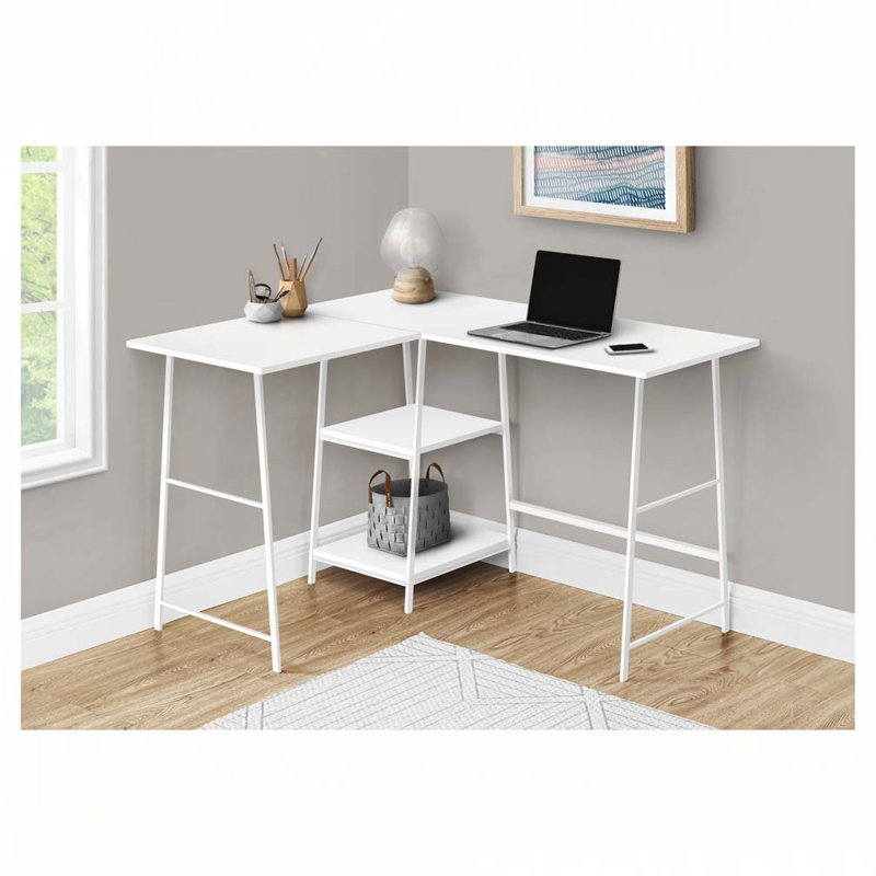 Bureau d'ordinateur en L Home Office, Blanc / blanc