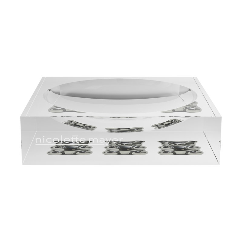 Chrome Bear White Acrylic Candy Catchall Dish, 6"W x 6"D x 2"H