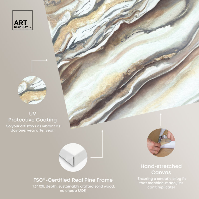 Neutral Abstract Canvas Wall Art in Beige and Gray, 24" x 36"