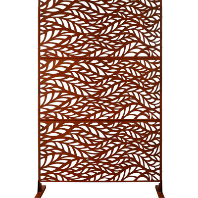 Paravent en métal rouge rouille, 193 cm de haut et 122 cm de large, autoportant, pour l'extérieur et l'intérieur. Idéal pour créer et embellir une terrasse, un patio, un balcon, une pelouse ou un jardin.