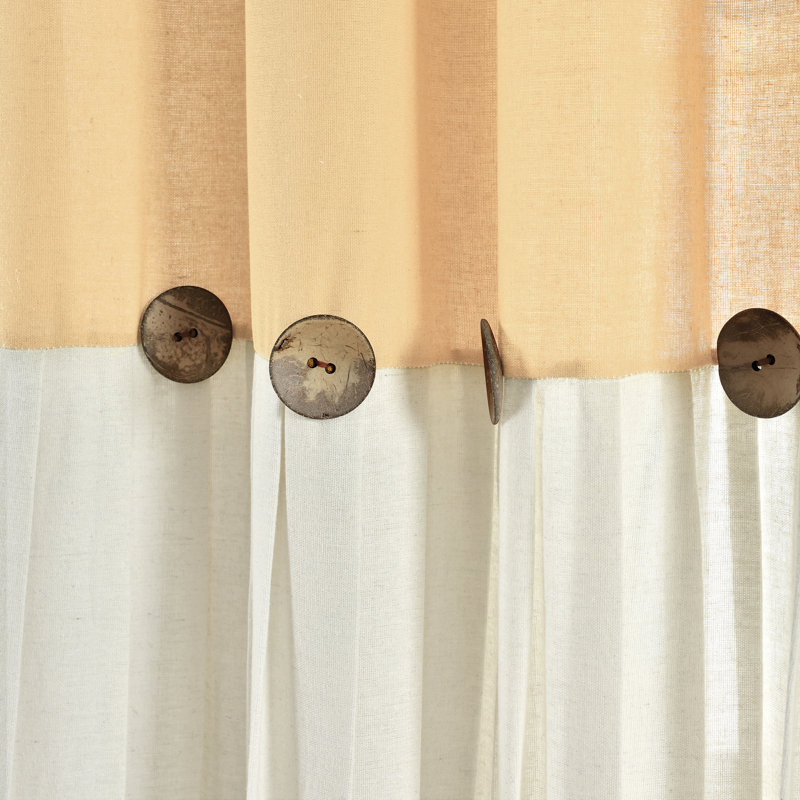 Off White Linen Blend Pleated Rod Pocket Window Panel