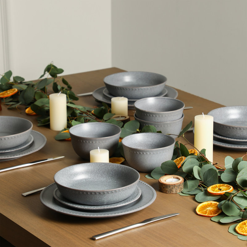 Ensemble de 4 assiettes en grès Stone Lain Comet, Gris