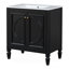 Meuble-lavabo 30 po avec lavabo, deux portes avec tablette, charnières de porte à fermeture en douceur, style rétro, noir-866119897