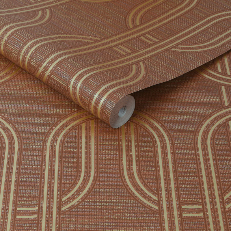 Boutique Indulgent Geometric Wallpaper, Brown/Golden