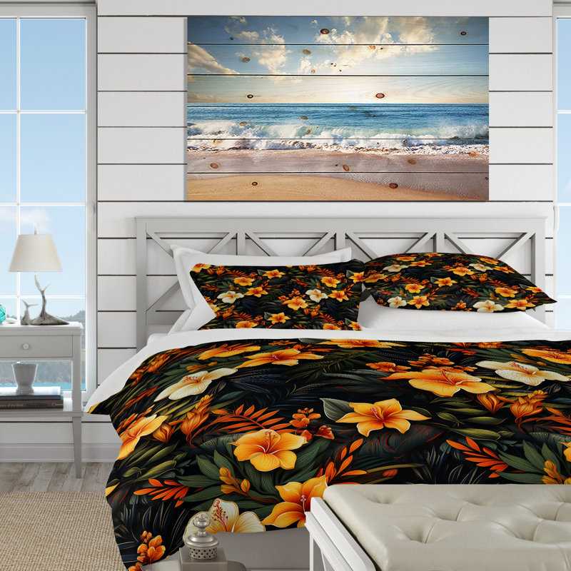 Literie Tropical Twilight, Housse de couette pour très grand lit et 2 très