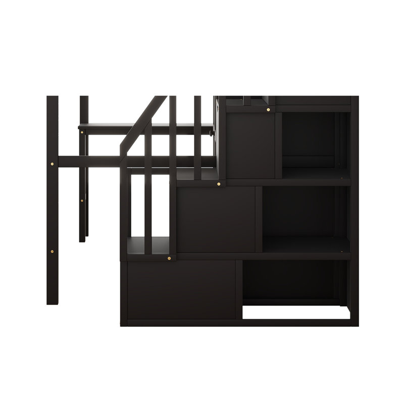 Giacopo Kids Full Loft Bed with Drawers, Espresso