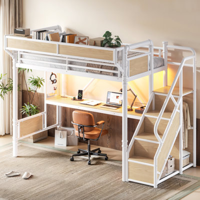 Lit mezzanine en métal avec bureau intégré ApexLoft