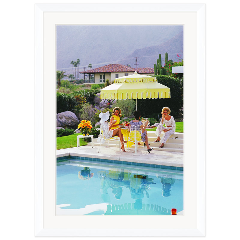 Nelda And Friends Print by Slim Aarons, White Single Picture Framed, 59.5" H x 43.5" W x 1.5" D