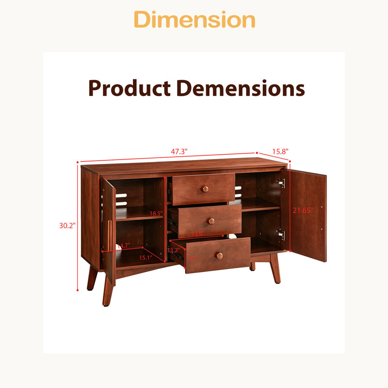 Buffet 47,3 po Mid Century Modern Buffet