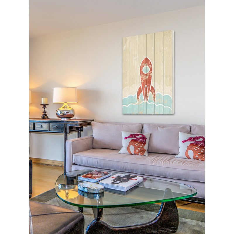 «Blast Off», reproduction sur bois blanc, H 36 po x l 24 po x P 1,5 po