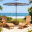 2 chaises longues d'extérieur pour le patio et le jardin, hanches imitant le bois massif, 3 dossiers réglables, caché, porte-gobelet intégré, relaxation pliable, hanches, positions, rangement, poids léger
