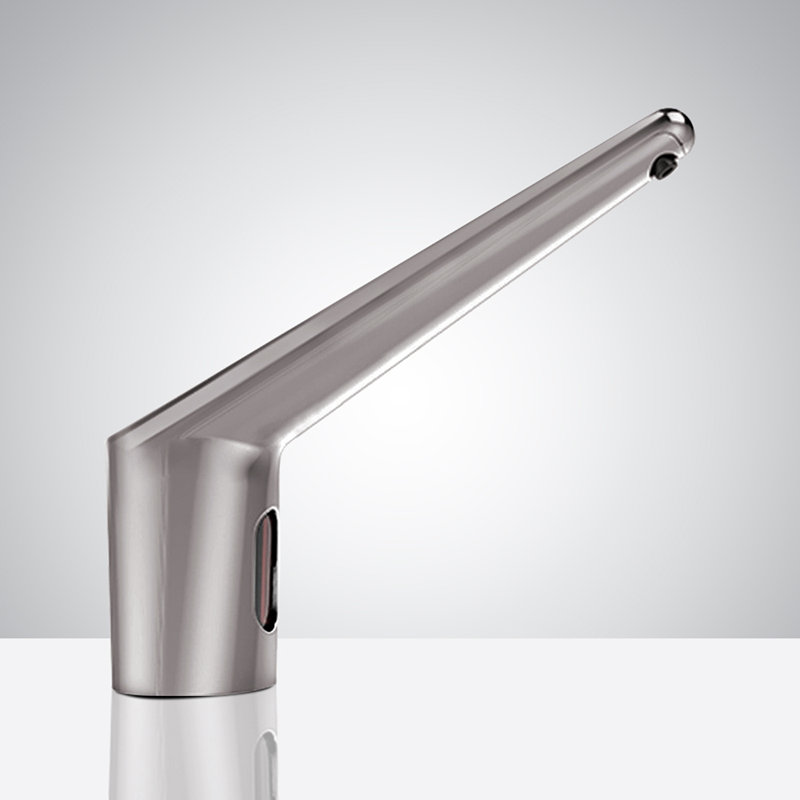 Bravat Deck Mount Sensor Faucet With Automatic Soap Dispenser In Brushed Nickel