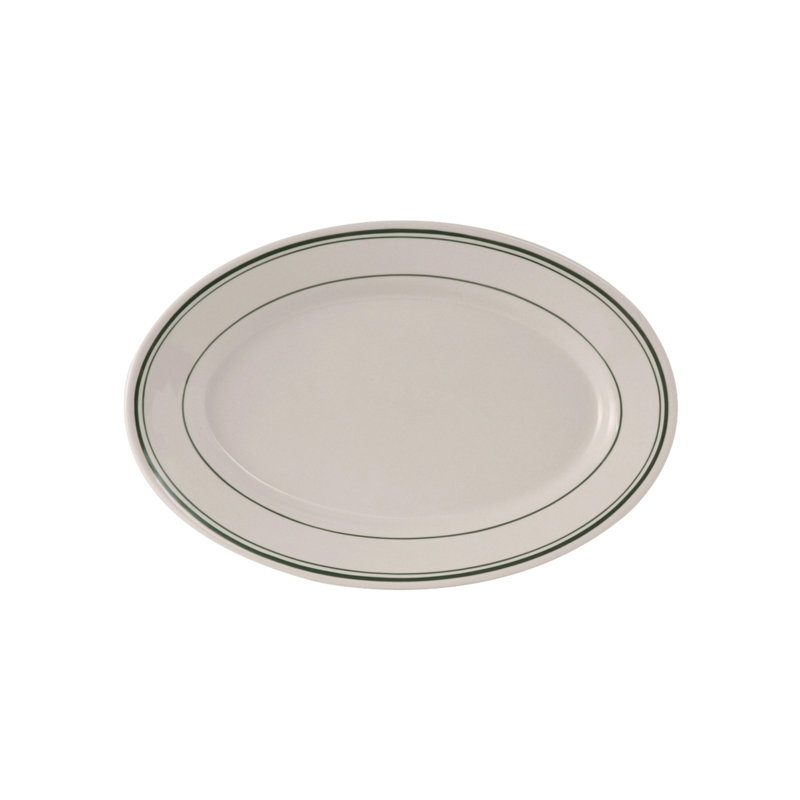 Tuxton Green Bay Ceramic Platter, 0.75" H x 10.5" W x 7.38" D