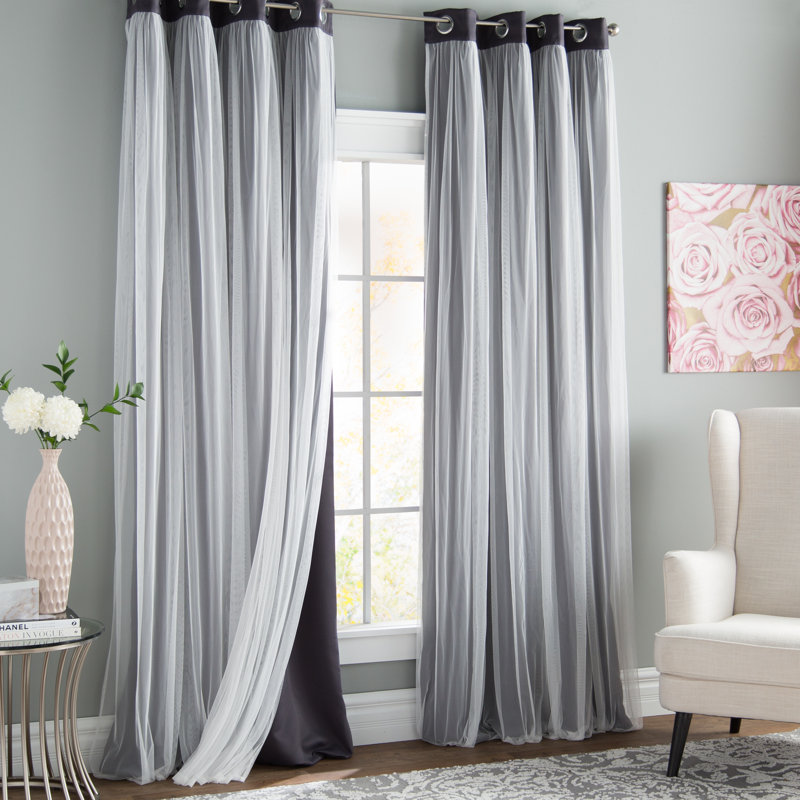 Paire de rideaux obscurcissant avec œillets Fortuna Brockham, Gris foncé, L 52 po x L 96 po