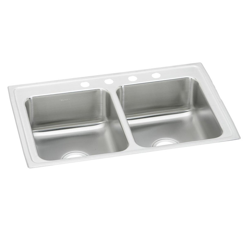 Évier de cuisine à double cuve à montage sur plan L 37 po x l 22 po Lustertone, Trou MR2