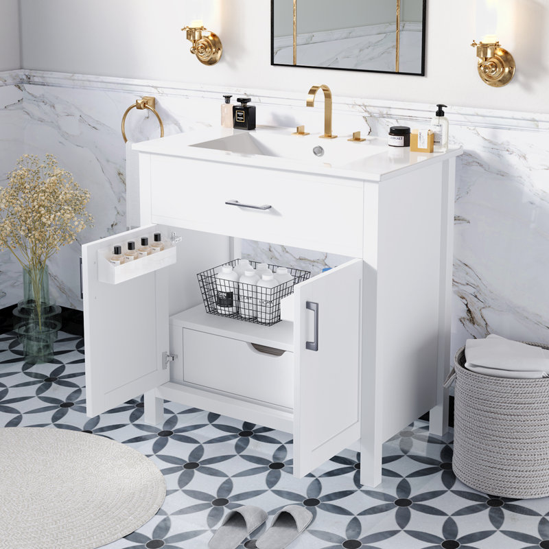 Bathroom Vanity with Ceramic Sink, White