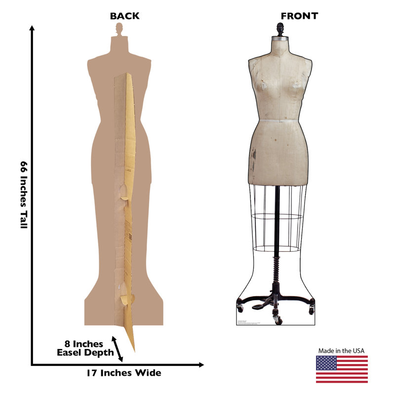 Vintage Beige Dress Mannequin Cardboard Cutout 66" x 17"