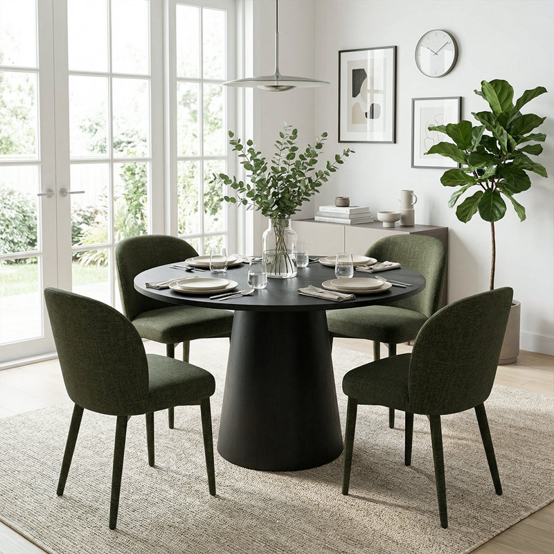 Ensemble de table de salle à manger moderne 46 "avec chaises rembourrées, table de cuisine à piédestal et chaises pour 4