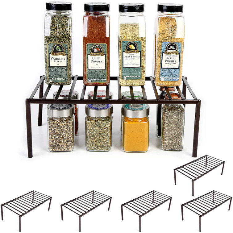 Smart Design 3-Tier Spice Rack - Set of 6 - Steel Metal Wire - Cupboard,  Jars, Cans, Seasonings Holder, Cabinet Shelf Organizer, Countertop Pantry