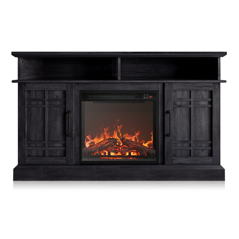 Katalayah 50" Media Console TV Stands with Electric Fireplace, Dark Gray, 46.81"