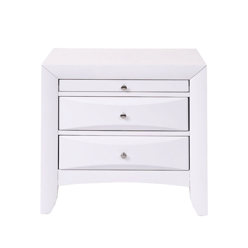 Table de chevet blanche 2 avec 1 plateau pour une chambre à coucher confortable
