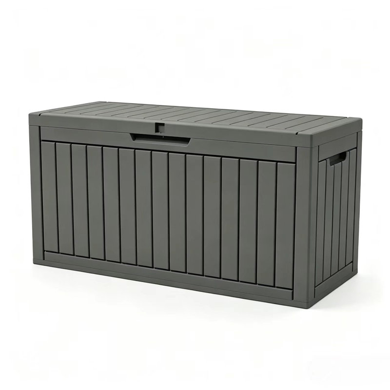 Boîte de rangement en résine résistante aux intempéries verrouillable l 42 po x H 21 po MINDYES - Solution de rangement extérieur gris foncé