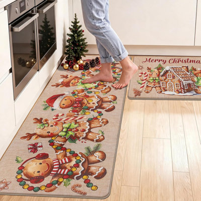 Tapis de sol de cuisine anti-fatigue de Noël, ensemble de 2