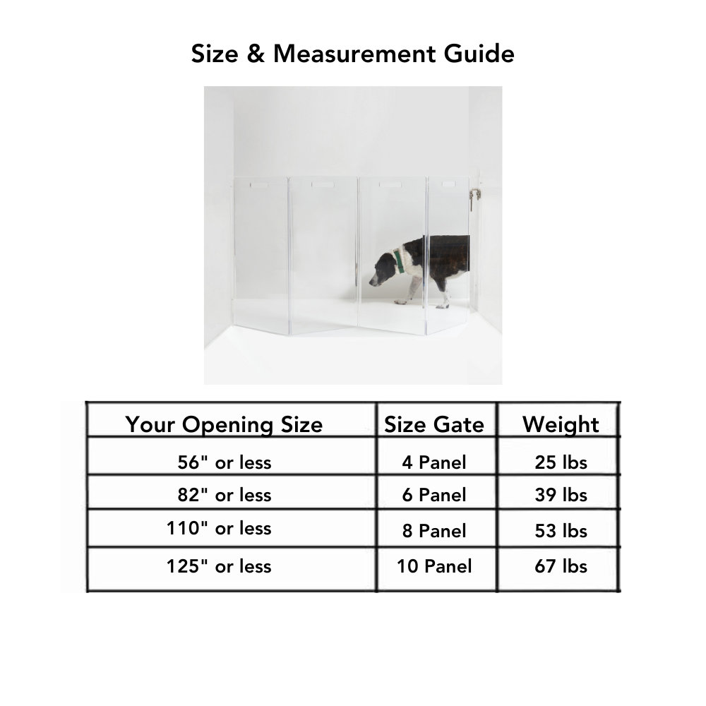 Clear Zig Zag Wall-Mounted Pet Gate, 6 Panel, Gold, 30" H x 90" W x 0.25" D