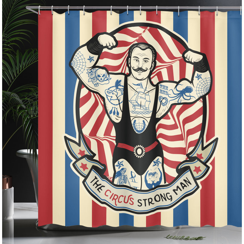 Circus Shower Curtain Set + Hooks, 70" H x 69" W