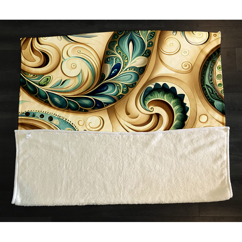 Throw Blanket, 51" W x 60" L, Paisley/Abstract, Blue/Yellow