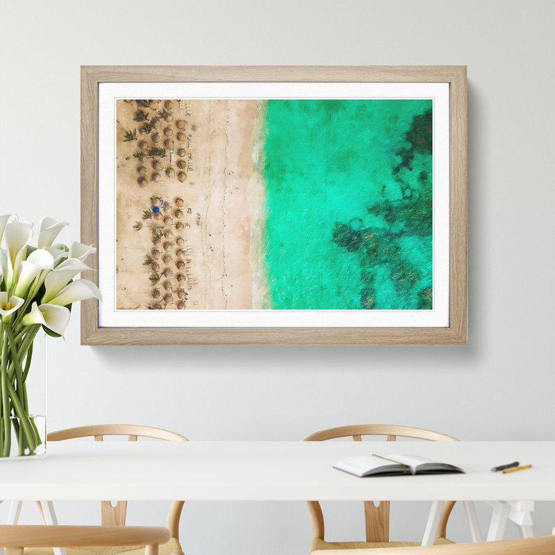 Tiki Beach in the Dominican Republic - Picture Frame Graphic Art, 27cm H x 36cm W x 2cm D, Oak