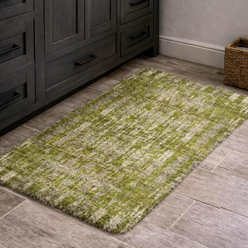Tapis marocain de qualité supérieure lavable à la machine Dream Shag ADS580, Olive, 2'6" x 3'10"