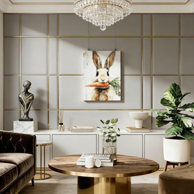 Support mural en bois massif blanc mignon lapin carotte, 24 x 16 po, décoration intérieure