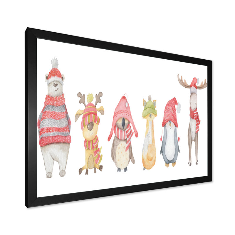 Ours polaire mignon, reproduction sur toile, Cadre noir, H 8 po x l 12 po x P 1 po