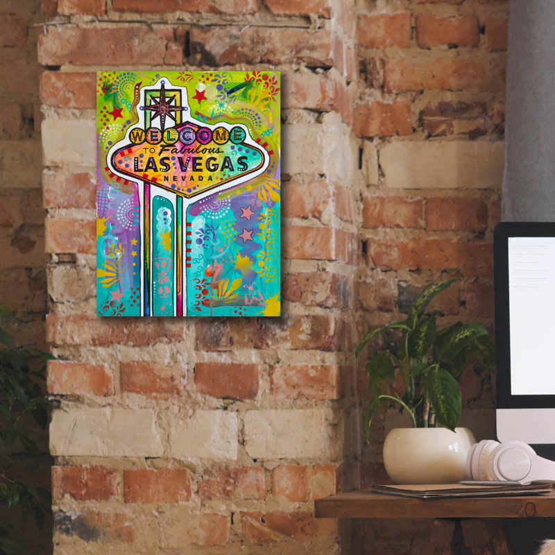 «Las Vegas Sign» par Dean Russo, art mural sur toile, H 16 po x l 12 po x P 0,75 po