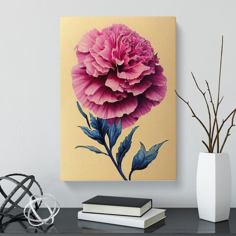 Watercolour Carnation Flower - Wrapped Canvas, 76cm H x 50cm W x 3cm D