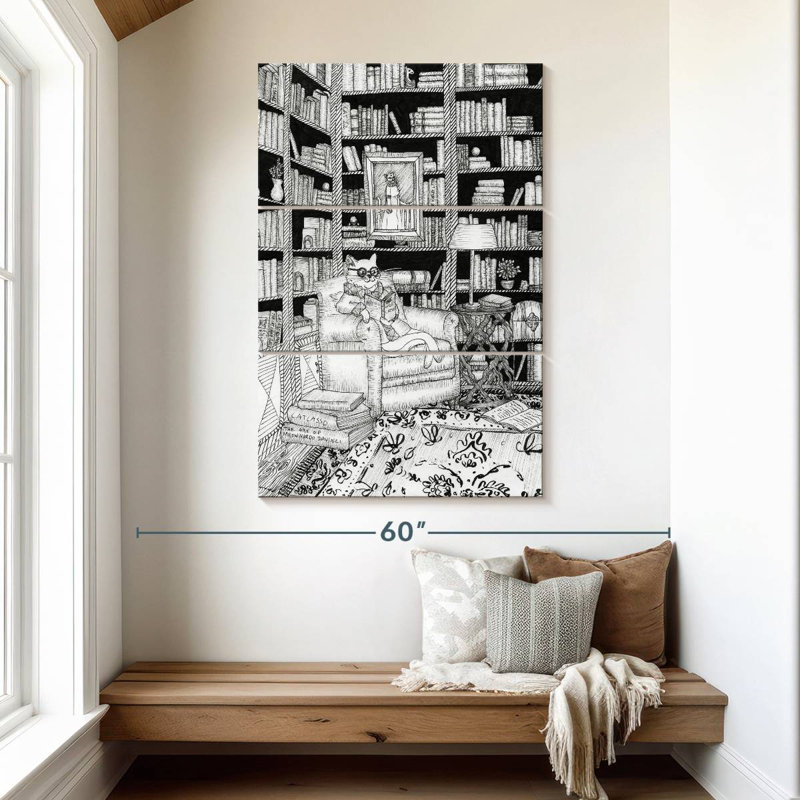 Brampt The Cat's Library, 50" H x 32" W