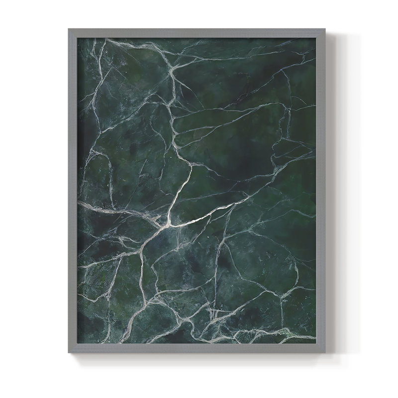 Jade Marble II Framed Print - Solid Wood, Gray, 10" H x 8" W