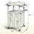 Wood Outdoor Kitchen Island with Stainless Steel Top, Wheels, and Integrated Gas Line Hole for Versatile Grilling and Serving.-1594724154