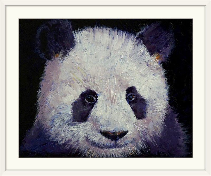 «Driton Baby Panda» par Michael Creese, reproduction d'art, H 27 po x l 32 po x P 1 po, Cadre blanc