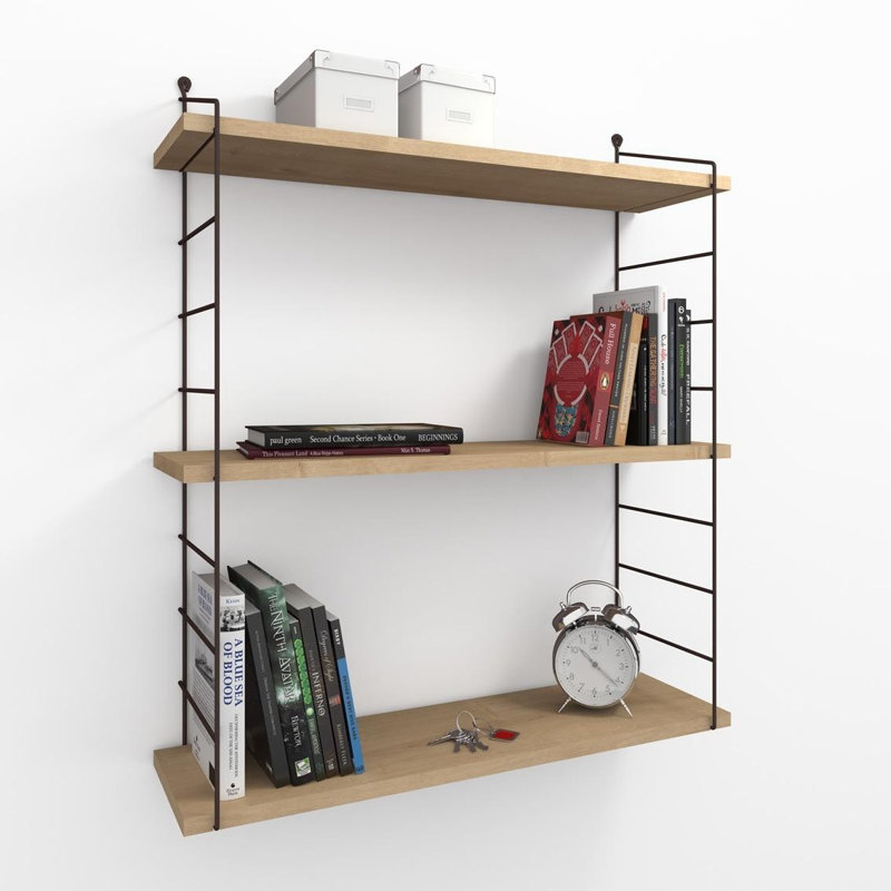 Modern Wall Shelf, 28.3 x 33.5 x 7.9 inches | 100% Melamine Coated Particle Board, Thickness: 0.7 inches | Includes Metal Bracket, Numerous Shelves, Wall-Mounted Design for Stylish Storage Solutions
