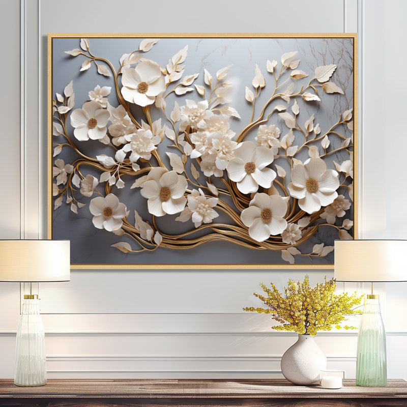 «White Orchid Tree Garden of Branches 7», reproduction d'art sur toile florale abstraite - reproduction d'orchidée sur toile
