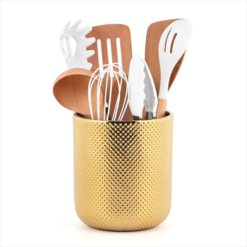 Porte-ustensiles en céramique pour comptoir de cuisine, porte-ustensiles de cuisine, porte-ustensiles or pour comptoir